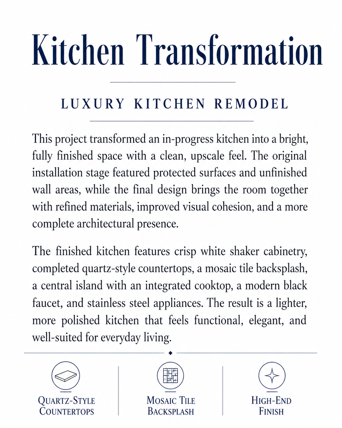 Custom kitchen backsplash project details