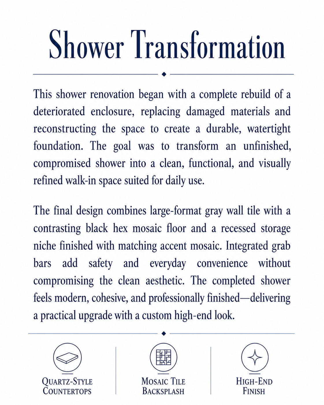 Large-format tile detail project description
